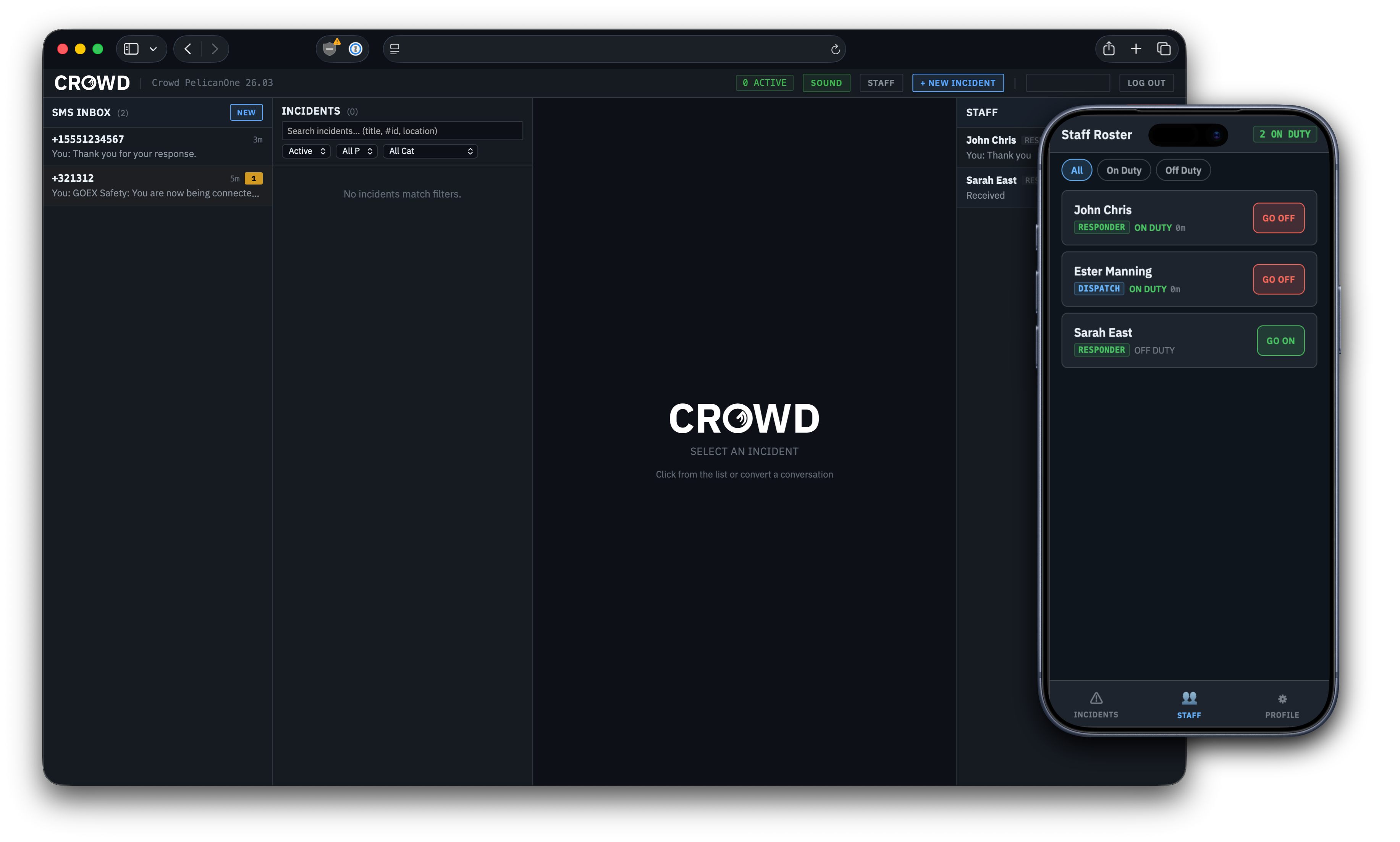 Crowd dispatch dashboard and mobile app
